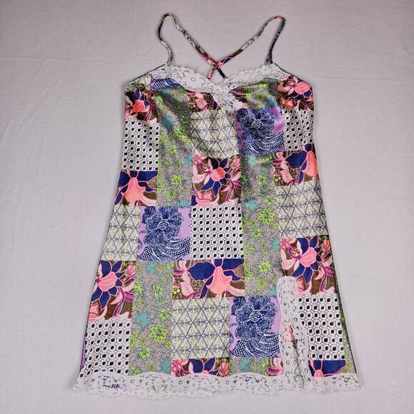 Victoria's Secret Bali Patchwork Nightie Slip Dress Lace Satin Festival Size M - Picture 15 of 16